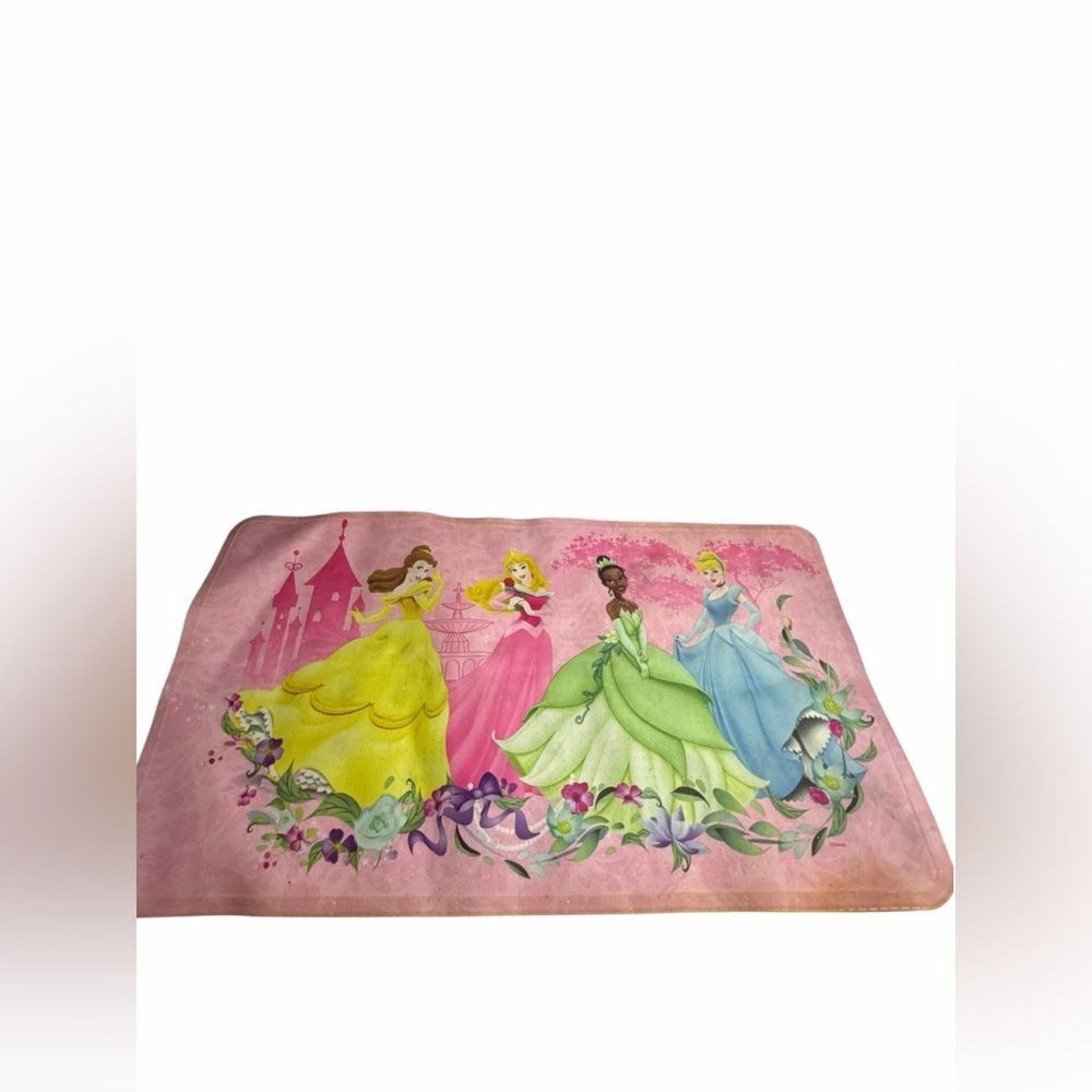 Vintage Disney Princess Pink Bath Mat Belle Cinderella Tiana Aurora 25x16